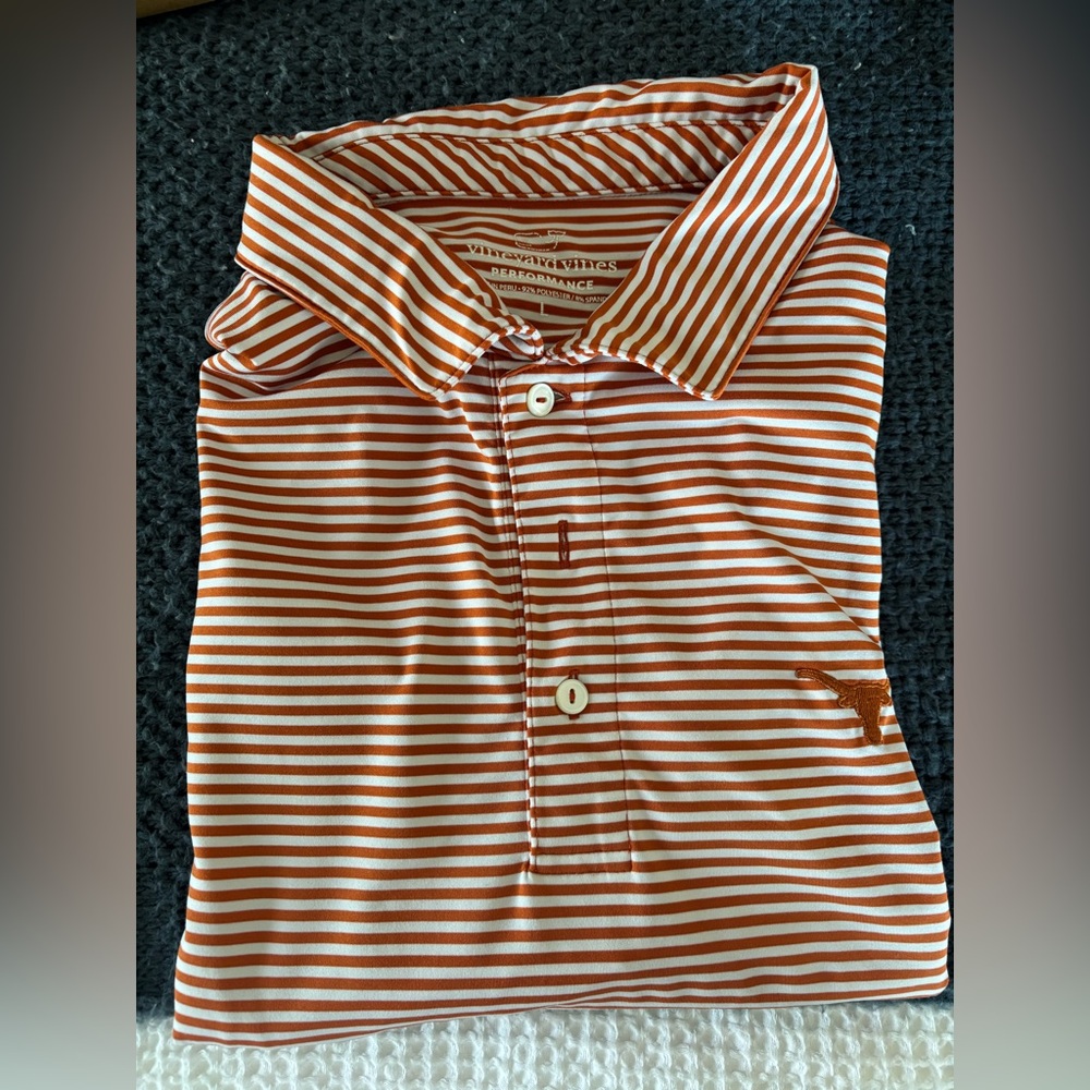 Vineyard Vines Orange and White Striped Texas Longhorns Polo
